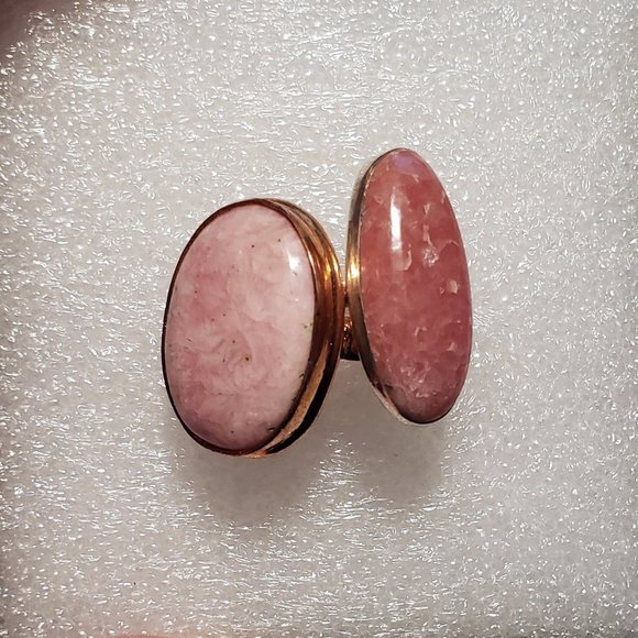 Sz 10 Natural Pink RHODOCHROSITE Ring in solid Copper Artisan Made - Picture 14 of 14